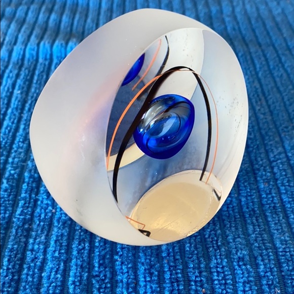 Glass Paperweight with Blue - Picture 3 of 6